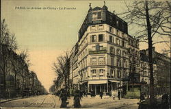 View of Avenue de Clichy (Fork in the Road) Paris, France Postcard Postcard