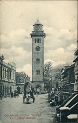 Colombo Clock Tower and Lighthouse Postcard