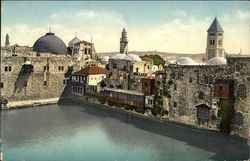 Pool of Hezekiah and Old City Jerusalem, Israel Middle East Postcard Postcard