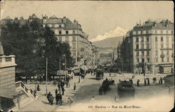 Bustle on Mont Blanc Street, Geneva Switzerland Postcard Postcard