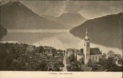 View of Town and Alps Vitznau, Switzerland Postcard Postcard