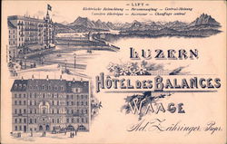 Hotel des Balances Lucerne, Switzerland Postcard Postcard