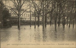 Paris floods (January 1910) in the Champs-Elysees, Restaurant Ledoyen France Postcard Postcard