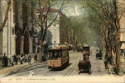 L'Avenue de la Gare Nice, France Postcard Postcard