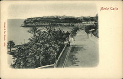 Palm Trees and Coastal Road, Monte Carlo Postcard