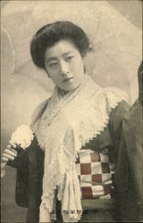 Japanese Woman holding umbrella Postcard