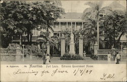 Entrance Government House Port Louis, Mauritius Africa Postcard Postcard