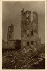 Towers Still Standing, World War I Damage Ypres, Belgium Benelux Countries Postcard Postcard