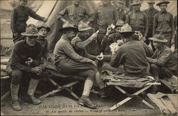 Soliders Playing Cards in France World War I Postcard Postcard