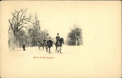 Men on Horseback in the Bois de Boulogne during Winter Paris, France Postcard Postcard