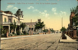 Houses on 17th Street in Vedado Quarter Havana, Cuba Postcard Postcard