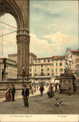 View of Busy Piazza della Signoria Postcard