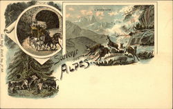 Group of deer running with Alps in the background Postcard Postcard