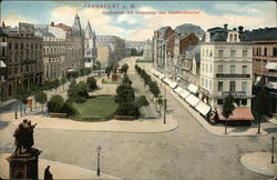 Goethe Square with monuments of Gutenberg and Goethe. Frankfurt, Germany Postcard Postcard