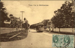 Streetcar Tram Car in Middlestreet British Guiana South America Postcard Postcard