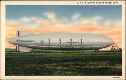 USS Macon on Mast Postcard