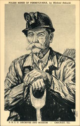 Polish Miner of Pennsylvannia, by Michael Rekucki Art Postcard Postcard Postcard