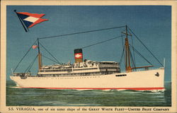 S.S. Vergua, One of Six Sister Ships of the Great White Fleet-United Fruit Company Boats, Ships Postcard Postcard Postcard