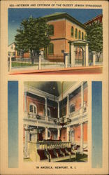 Interior and Exterior of the Oldest Jewish Synagogue Postcard