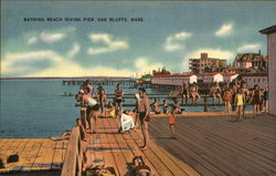 Bathing Beach Diving Pier Oak Bluffs, MA Postcard Postcard Postcard