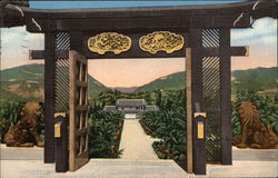 Bernheimer Oriental Gardens - Staircase Gate, Hilltop House Pacific Palisades, CA Postcard Postcard Postcard