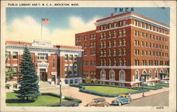 Public Library and Y.M.C.A. Brockton, MA Postcard Postcard Postcard