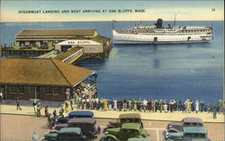 Steamboat Landing and Boat Arriving Oak Bluffs, MA Postcard Postcard Postcard