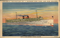 Colonial Navigation CO.-Between New York and New England Steamers Postcard Postcard Postcard