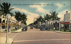 Lincoln Road, looking east in Miami Beach Postcard