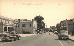 Looking Along North Main Street Mansfield, MA Postcard Postcard Postcard