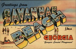 Greetings from Savannah Beach Georgia "Georgia's Coastal Playground" Postcard Postcard Postcard