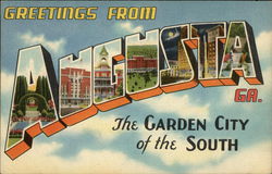 Greetings from Augusta, Georgia - The Garden City of the South Postcard Postcard Postcard