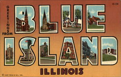 Greetings from Blue Island Illinois Postcard Postcard Postcard