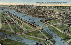 The New Plans For The Development Of Harbor Island And The East Waterway Postcard