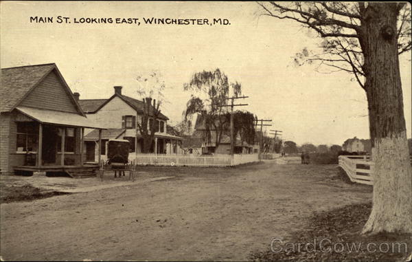 East Main Street, looking East Winchester, MD Postcard