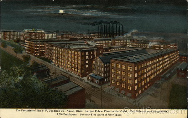 The Factories Of B.F. Goodrich Co. Akron, OH Postcard