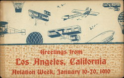 Greetings from Aviation Week, January 10-20, 1910 Los Angeles, CA Postcard Postcard Postcard