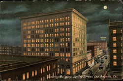 Security Building on Spring Street at Night Postcard