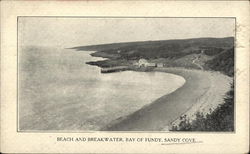 Beach and Breakwater, Sandy Cove Bay of Fundy, NS Canada Nova Scotia Postcard Postcard Postcard