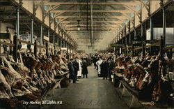 Interior View of City Market Postcard