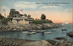 Adams House and Fort Sewall from Boulevard Postcard