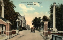 Entrance to Market Street Bridge Harrisburg, PA Postcard Postcard Postcard