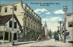 Government Street and Odd Fellows' Hall Kittery, ME Postcard Postcard Postcard