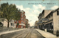 James Street Showing Brown Hotel Middletown, NY Postcard Postcard Postcard