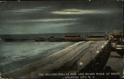 The Million Dollar Pier and Board Walk at Night Atlantic City, NJ Postcard Postcard Postcard