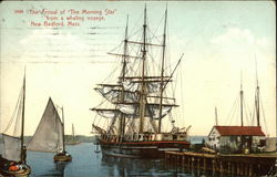 The Arrival of "The Morning Star" from a Whaling Voyage New Bedford, MA Postcard Postcard Postcard