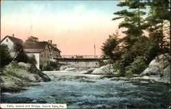 Falls, Island and Bridge Postcard