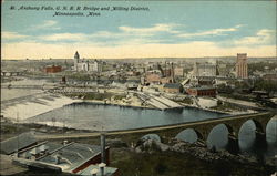 St Anthony Falls, GN RR Bridge and Milling District Postcard