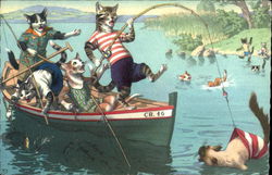 Cats Gone Fishin' Postcard