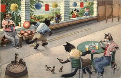 Cat's Playing 9-Pin Postcard